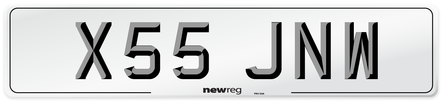 X55 JNW Number Plate from New Reg